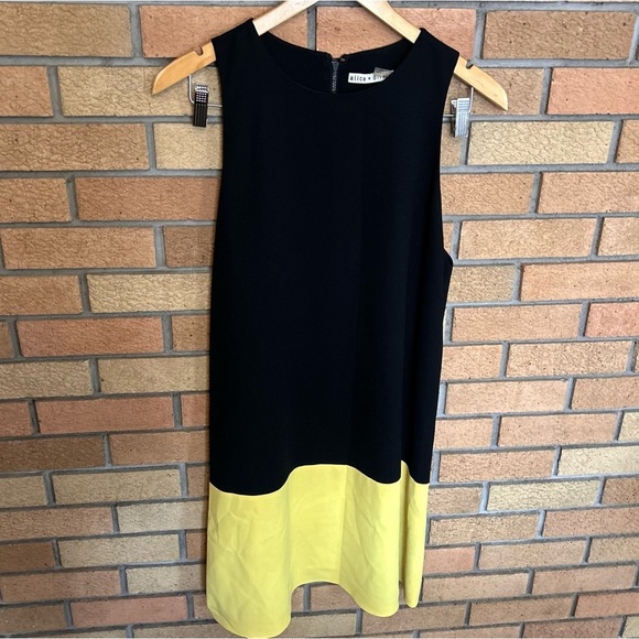 Alice + Olivia Dress Women's M Black Yellow Dorma Colorblock Shift Mini  Dress